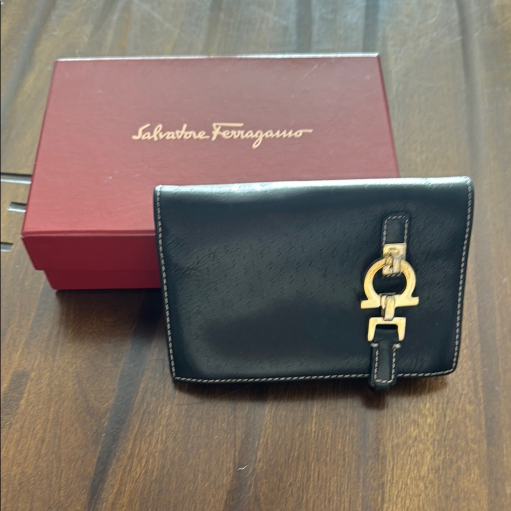 Vintage Ferragamo Black Calfskin Wallet